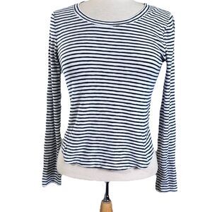 Madewell Knit Size Medium Long Sleeve Black White Striped Shirt Preppy Nautical